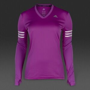 Adidas Women's Purple Long Sleeve Dry Fit Running Jersey Top in Small